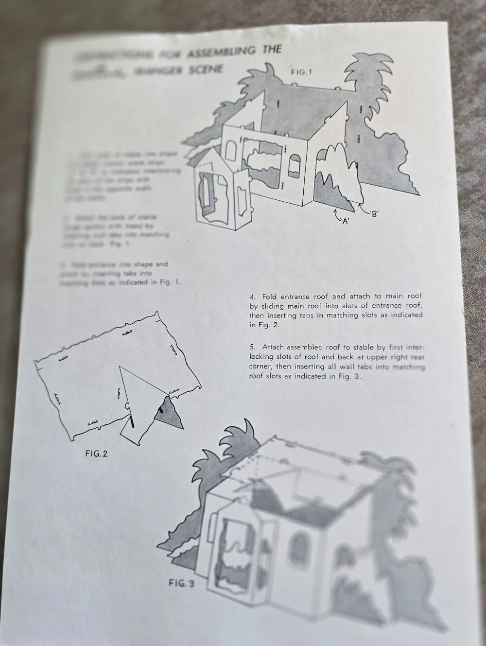 Vintage 1960s Hallmark Diecut Pop Up 3D Christmas Nativity Set 7 Pieces READ
